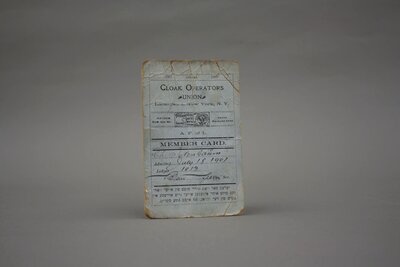 Union Membership Card in Yiddish